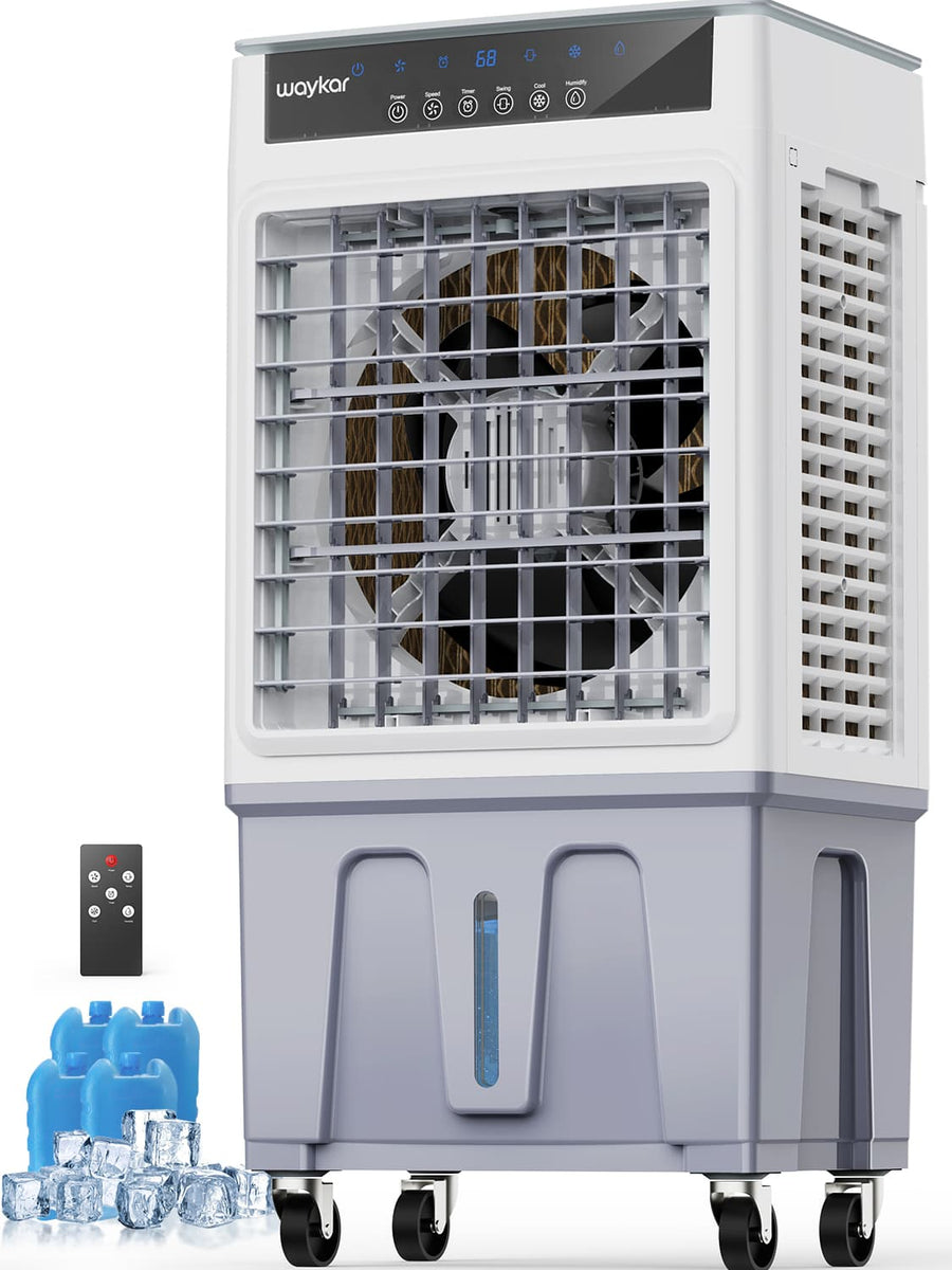 Waykar 3500 CFM 3-Speed Portable Evaporative Air Cooler for 950 sq. ft., Evaporative Swamp Cooler with 6Gal Water Tank and Remote Control for Garage, Yard