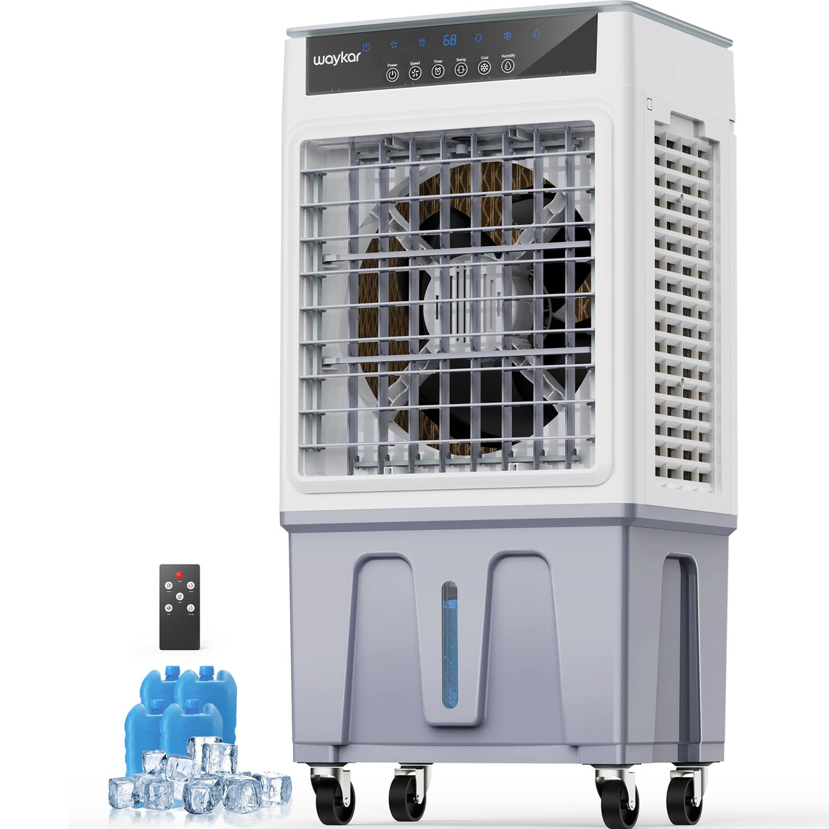 Waykar 3500 CFM 3-Speed Portable Evaporative Air Cooler for 950 sq. ft., Evaporative Swamp Cooler with 6Gal Water Tank and Remote Control for Garage, Yard