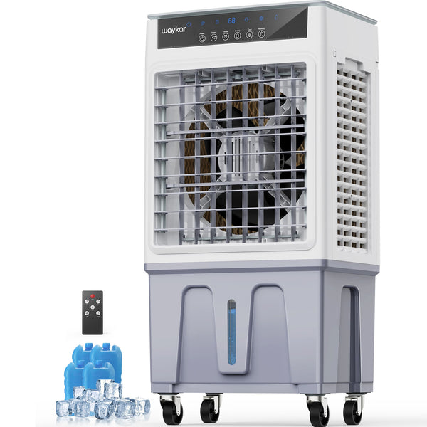 Waykar 3500 CFM 3-Speed Portable Evaporative Air Cooler for 950 sq. ft., Evaporative Swamp Cooler with 6Gal Water Tank and Remote Control for Garage, Yard