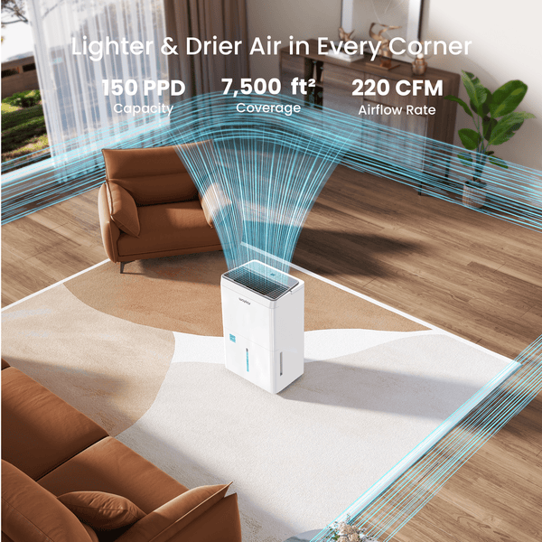 Sitvon 50 Pint Energy Star Dehumidifier with Pump for Home Basement Room energy efficient, Max 150 Pint, 7000 Sq. Ft - Auto Defrost, Ultra Quiet 40dB, Auto Comfort Mode, Dual Drain Option