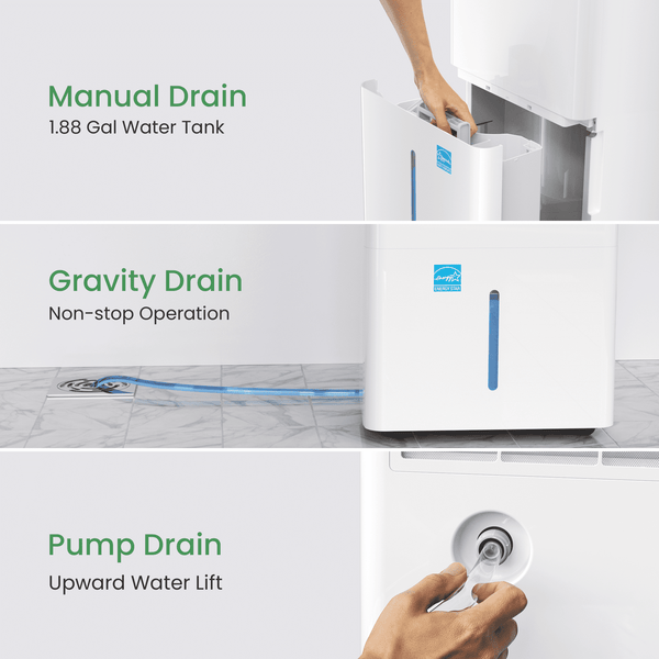 Sitvon 50 Pint Energy Star Dehumidifier with Pump for Home Basement Room energy efficient, Max 150 Pint, 7000 Sq. Ft - Auto Defrost, Ultra Quiet 40dB, Auto Comfort Mode, Dual Drain Option