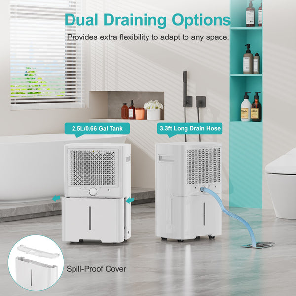 Kesnos 16 Pint Energy Star Dehumidifier for Home Basement Large Room,Max 52 Pint, 4500 Sq. Ft Commercial Grade - Auto Defrost, Ultra Quiet 40dB, Auto Comfort Mode, Dual Drain Option