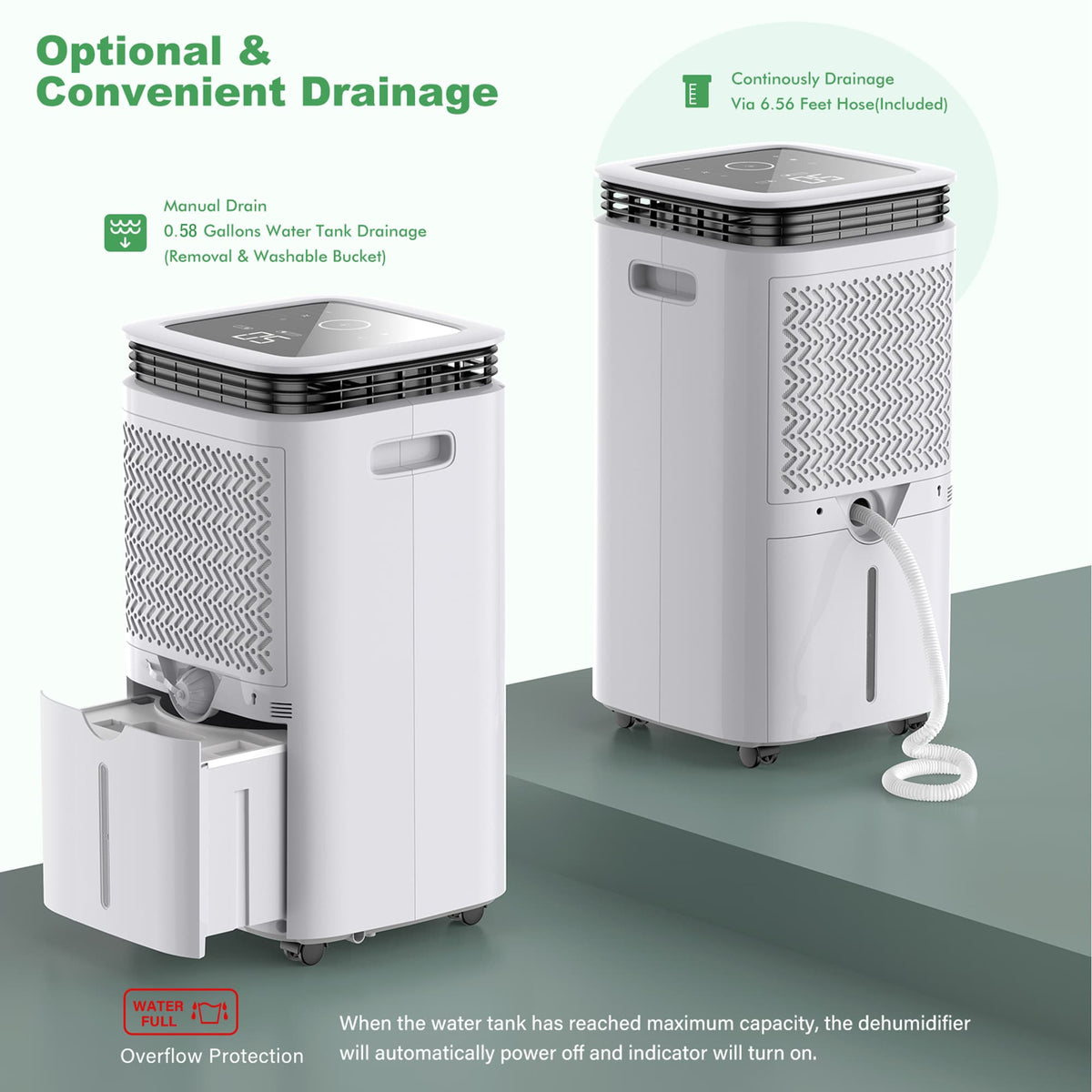 34 Pints Home Dehumidifier with Drain Hose
