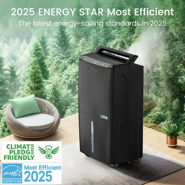 Waykar 2000 Sq. Ft. 34 Pint Dehumidifier for Room & Home, Ultra Quiet 33dB, Continuous Drain, Energy Star, Auto Defrost, Child Lock, 10 Pint DOE