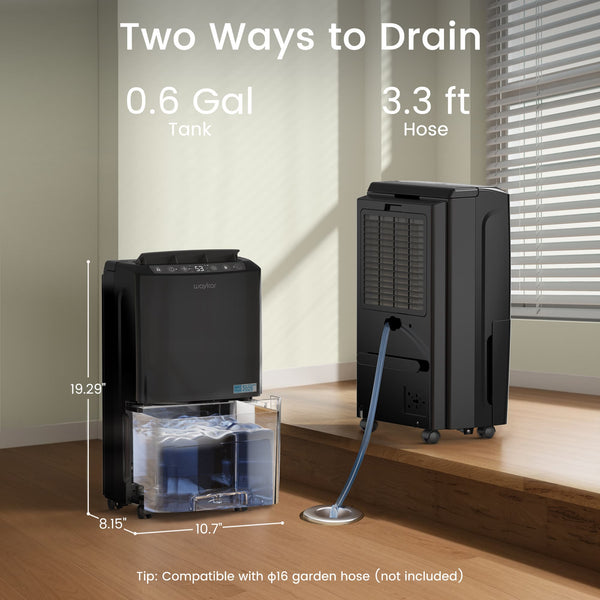 Waykar 2000 Sq. Ft. 34 Pint Dehumidifier for Room & Home, Ultra Quiet 33dB, Continuous Drain, Energy Star, Auto Defrost, Child Lock, 10 Pint DOE