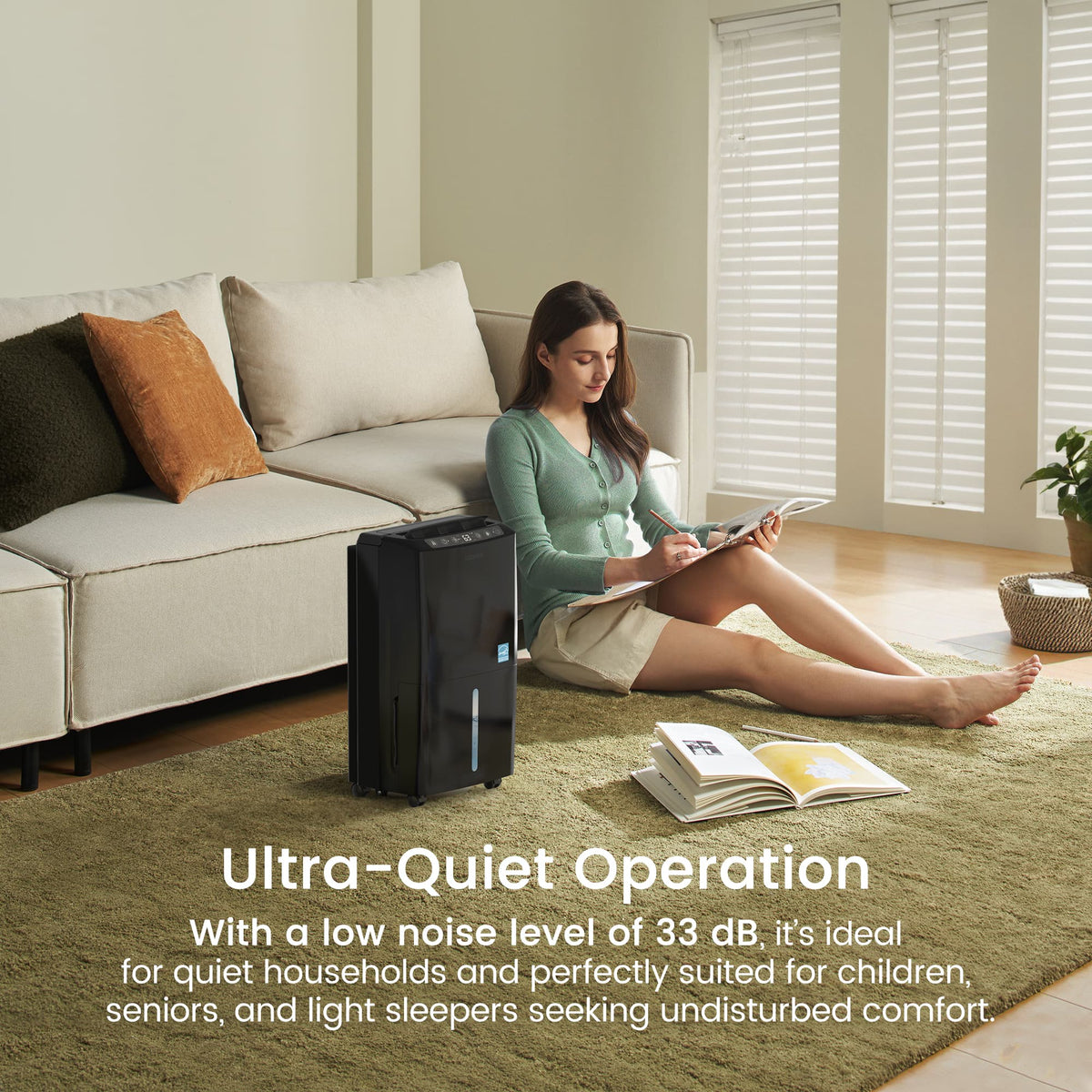 34 Pints Super Quiet Dehumidifier for Room—at 33 dB (Black)
