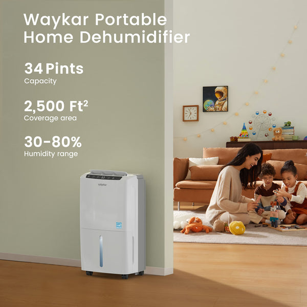 34 Pints Super Quiet Dehumidifier for Room—at 33 dB
