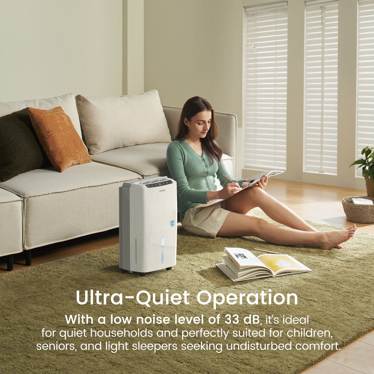 34 Pints Super Quiet Dehumidifier for Room—at 33 dB