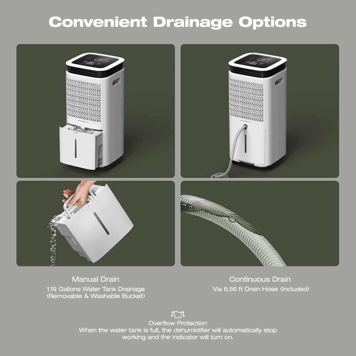 70 Pints Home Dehumidifier with 4-Way Top Air Vents