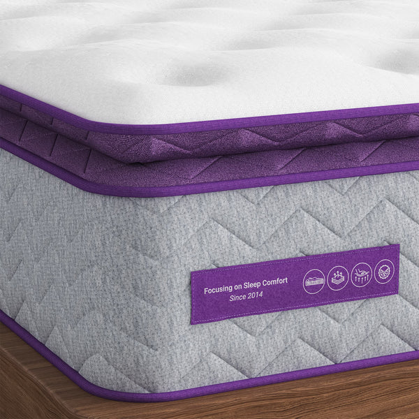 Sersper Queen Mattress 10 Inch Hybrid Pillow Top Queen Size Mattress in a Box AeroChar Bamboo Charcoal Infused Memory Foam Medium Firm with Pressure Relief Strong Support
