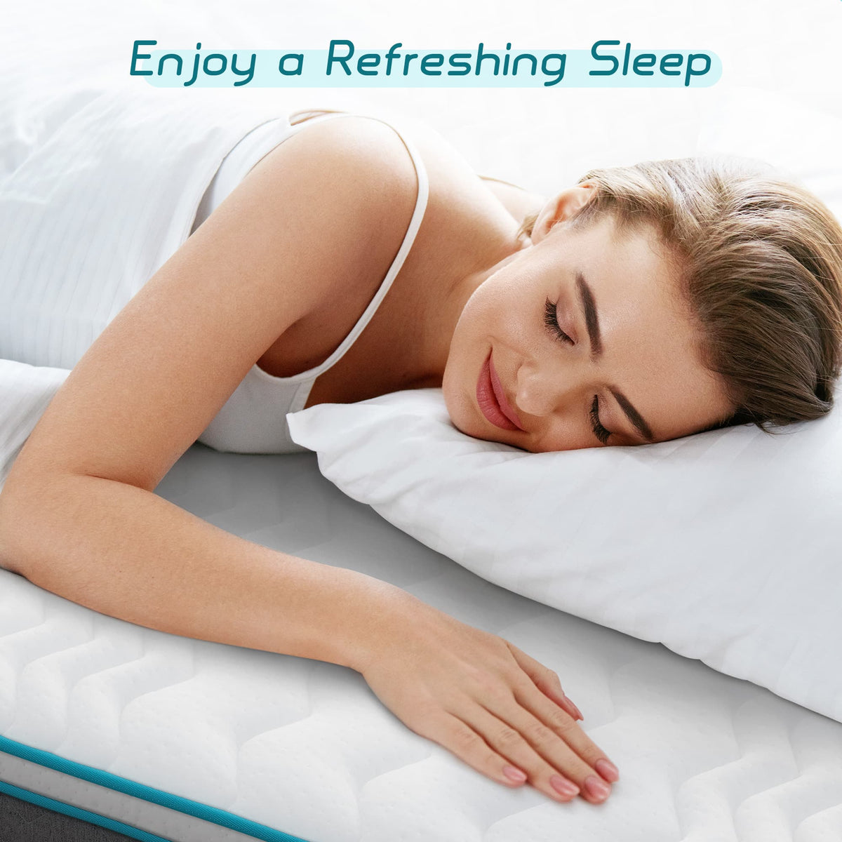 Queen Size Mattress, Serweet 10 inch Bamboo Charcoal Memory Foam Hybrid Mattress Queen, 7-Zone Pocket Innerspring and Pillow Top Double Mattress, Medium Firm Feel