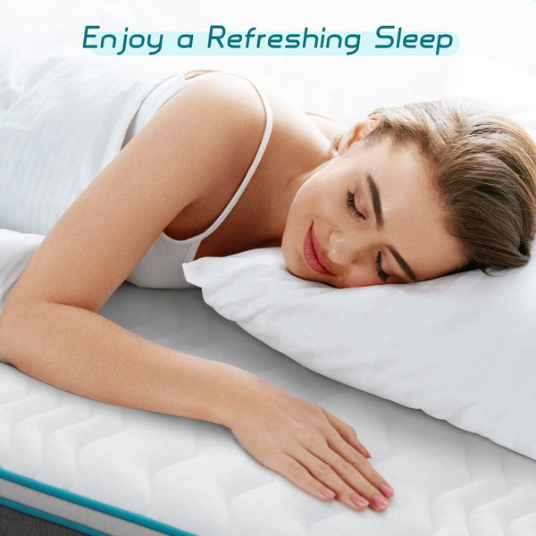 Queen Size Mattress, Serweet 10 inch Bamboo Charcoal Memory Foam Hybrid Mattress Queen, 7-Zone Pocket Innerspring and Pillow Top Double Mattress, Medium Firm Feel