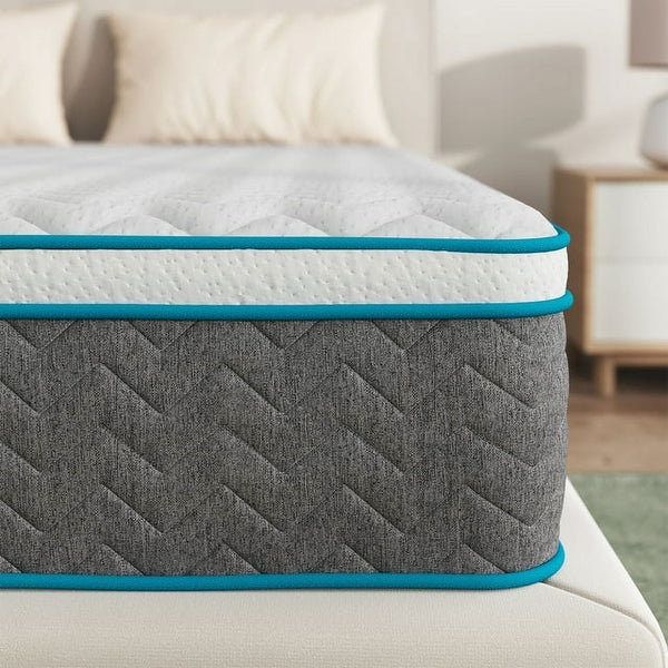 Queen Size Mattress, Serweet 10 inch Bamboo Charcoal Memory Foam Hybrid Mattress Queen, 7-Zone Pocket Innerspring and Pillow Top Double Mattress, Medium Firm Feel