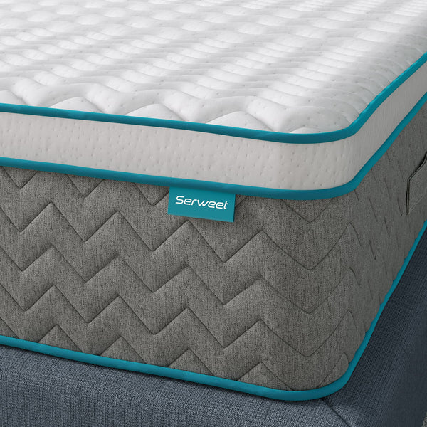 Full Size Mattress, Serweet 12 inch Memory Foam Hybrid Mattress Full, 7-Zone Pocket Innerspring Pillow Top Mattress for Motion Isolation / Edge Support/Meduim Firm