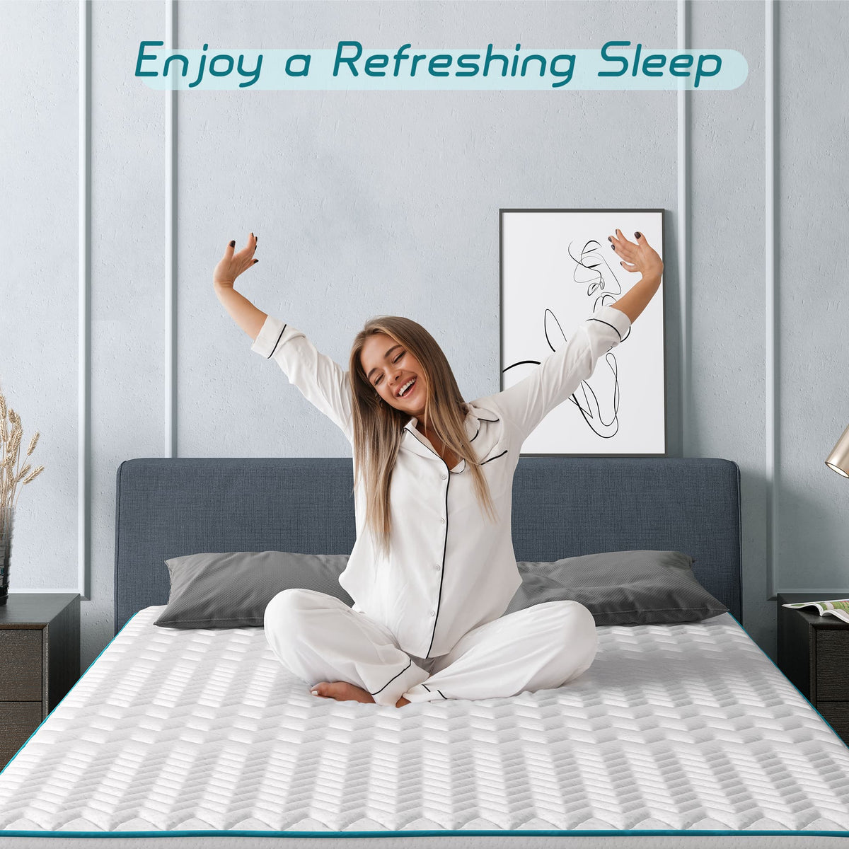 Full Size Mattress, Serweet 12 inch Memory Foam Hybrid Mattress Full, 7-Zone Pocket Innerspring Pillow Top Mattress for Motion Isolation / Edge Support/Meduim Firm