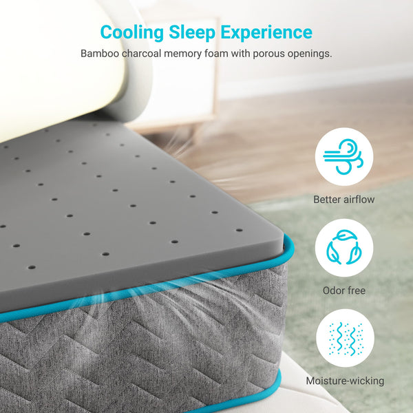 Full Size Mattress, Serweet 12 inch Memory Foam Hybrid Mattress Full, 7-Zone Pocket Innerspring Pillow Top Mattress for Motion Isolation / Edge Support/Meduim Firm