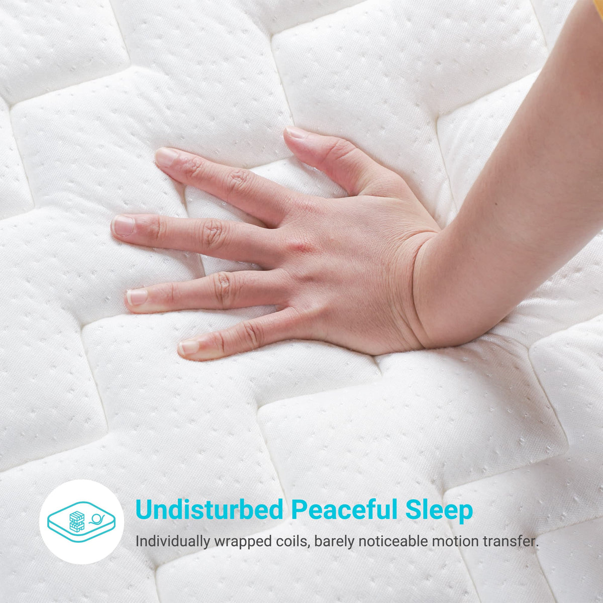 Full Size Mattress, Serweet 12 inch Memory Foam Hybrid Mattress Full, 7-Zone Pocket Innerspring Pillow Top Mattress for Motion Isolation / Edge Support/Meduim Firm