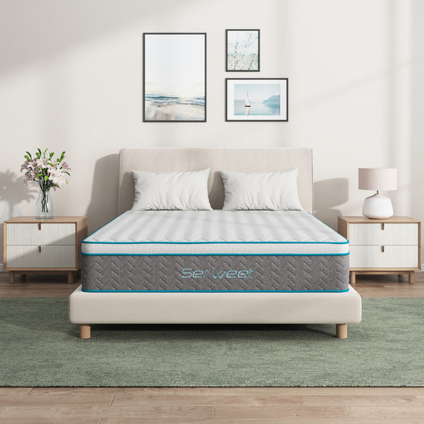 Queen Size Mattress, Serweet 12 inch Cooling Gel Memory Foam Hybrid Mattress Queen, 7-Zone Pocket Innerspring Breathable Pillow Top Mattress for Cooler Sleep Supportive & Pressure Relief