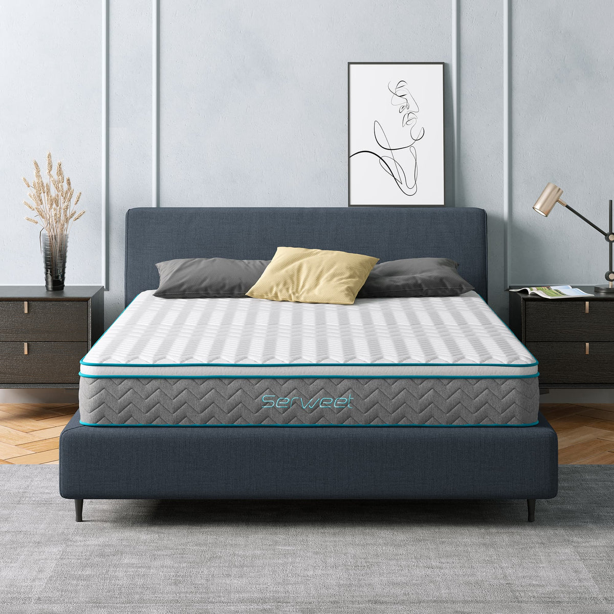 Waykar King Size Mattress, 14 inch Bamboo Charcoal Memory Foam Hybrid Mattress in a Box, CertiPUR-US, Medium Firm
