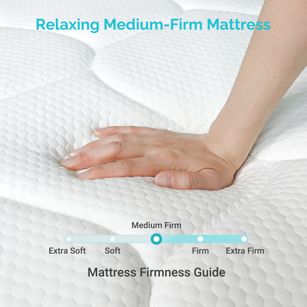 Queen Mattress, Serweet Kescas 10 inch Cooling Memory Foam and 5-Zone Pocket Innersprings Mattress for Motion Isolation/ Edge Support/Back Pain Relief, Medium Firm