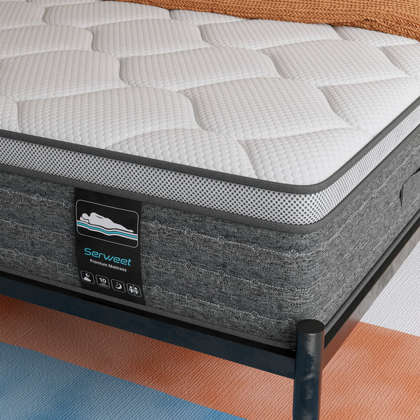 King Mattress, Serweet 12 inch Cooling Memory Foam and 5-Zone Pocket Innersprings Mattress for Motion Isolation/ Edge Support/Back Pain Relief, Medium Firm