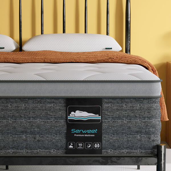King Mattress, Serweet 12 inch Cooling Memory Foam and 5-Zone Pocket Innersprings Mattress for Motion Isolation/ Edge Support/Back Pain Relief, Medium Firm