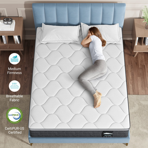 King Mattress, Serweet 12 inch Cooling Memory Foam and 5-Zone Pocket Innersprings Mattress for Motion Isolation/ Edge Support/Back Pain Relief, Medium Firm