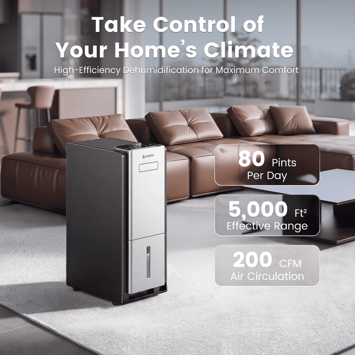 Pre-Sale: 80-Pint ENERGY STAR® Most Efficient 2025 Dehumidifier for Basements, 1.58-Gallon Water Tank