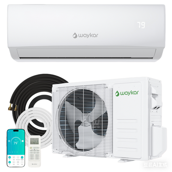 Waykar 12,000 BTU Mini Split Air Conditioner & Heater with Inverter, 20.0 SEER2, 208&230V Wall-Mounted Ductless AC Unit for Cooling and Heating up to 750 Sq. Ft, Compatible with Alexa and Wifi