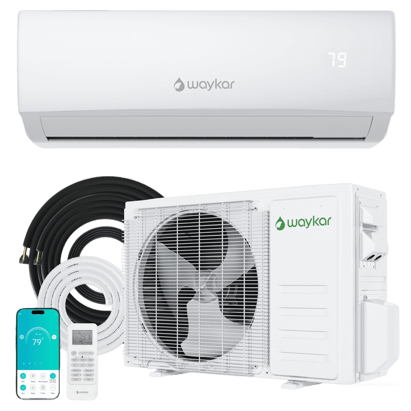 Waykar 12,000 BTU Mini Split Air Conditioner & Heater with Inverter, 20.0 SEER2, 208&230V Wall-Mounted Ductless AC Unit for Cooling and Heating up to 750 Sq. Ft, Compatible with Alexa and Wifi