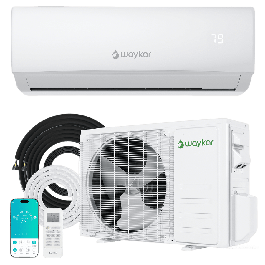 Waykar 12,000 BTU Mini Split Air Conditioner & Heater with Inverter, 20.0 SEER2, 208&230V Wall-Mounted Ductless AC Unit for Cooling and Heating up to 750 Sq. Ft, Compatible with Alexa and Wifi