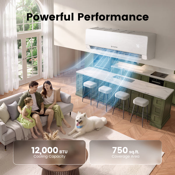 Waykar 12000 BTU Mini Split Air Conditioner/Heater – 22 SEER2 Energy Star, 22dB Quiet, Easy DIY Install with Level & Dual Drain, Cools/Heats/Dehumidifies 750 sq.ft, 230V, ETL/AHRI Certified