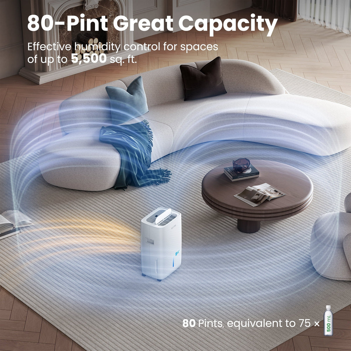 Energy Star Dehumidifier - 5500 Sq. Ft, Quiet, Ideal for Large Rooms & Basements