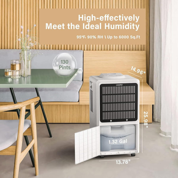 130 Pints Dehumidifier with Drain Hose (6.56 ft Long)