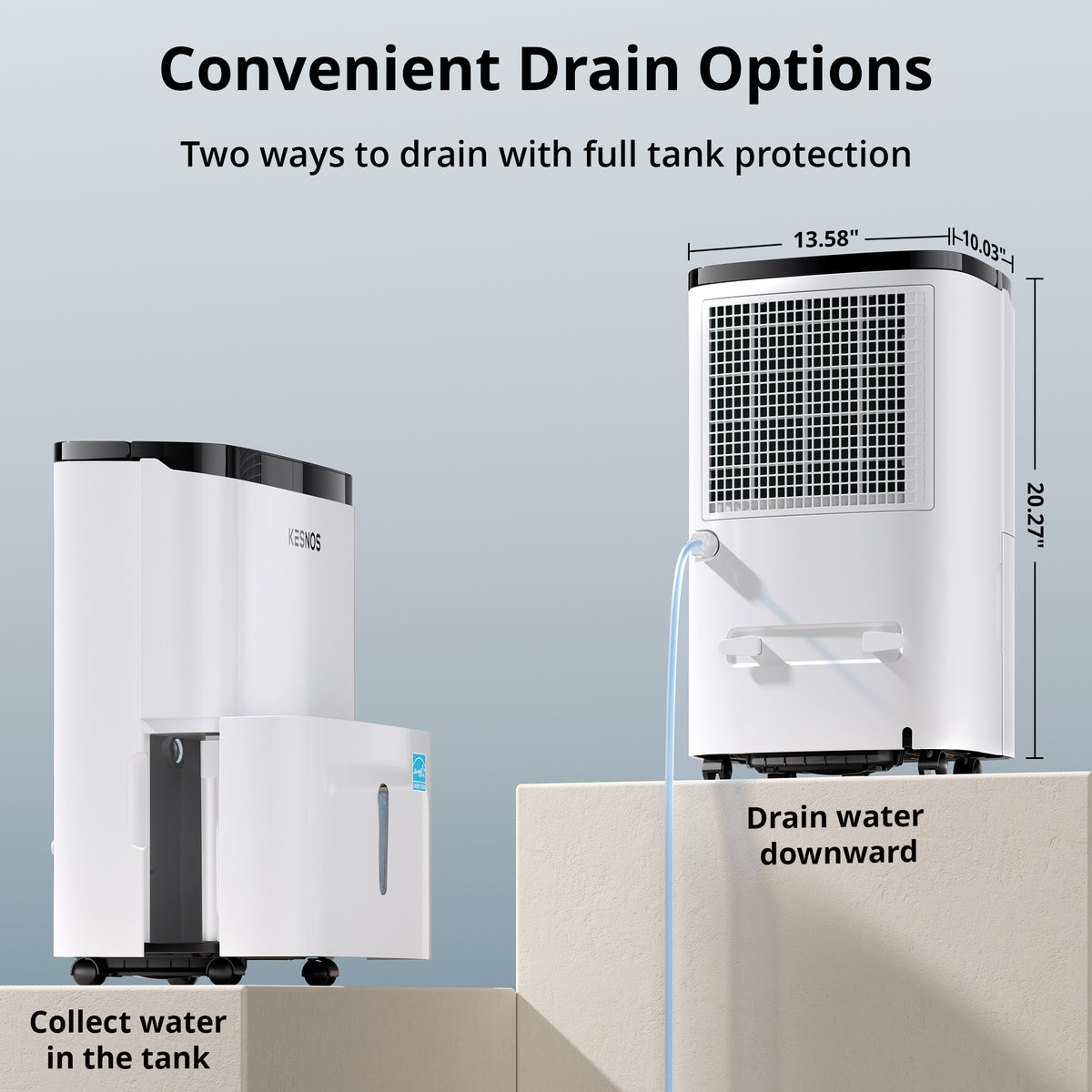 Kesnos 80 Pint Dehumidifier for Home and Basements up to 5000 Sq. Ft, with Bucket, Drain Hose, Portable, Auto Defrost and Self-Drying
