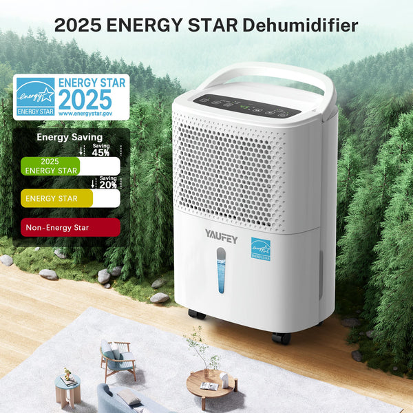 Waykar 30 Pint Dehumidifier for Home & Basements, Up to 2000 Sq. Ft, Energy Star, 10 Pint DOE, Continuous Drain Hose