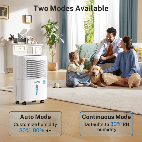 Waykar 30 Pint Dehumidifier for Home & Basements, Up to 2000 Sq. Ft, Energy Star, 10 Pint DOE, Continuous Drain Hose