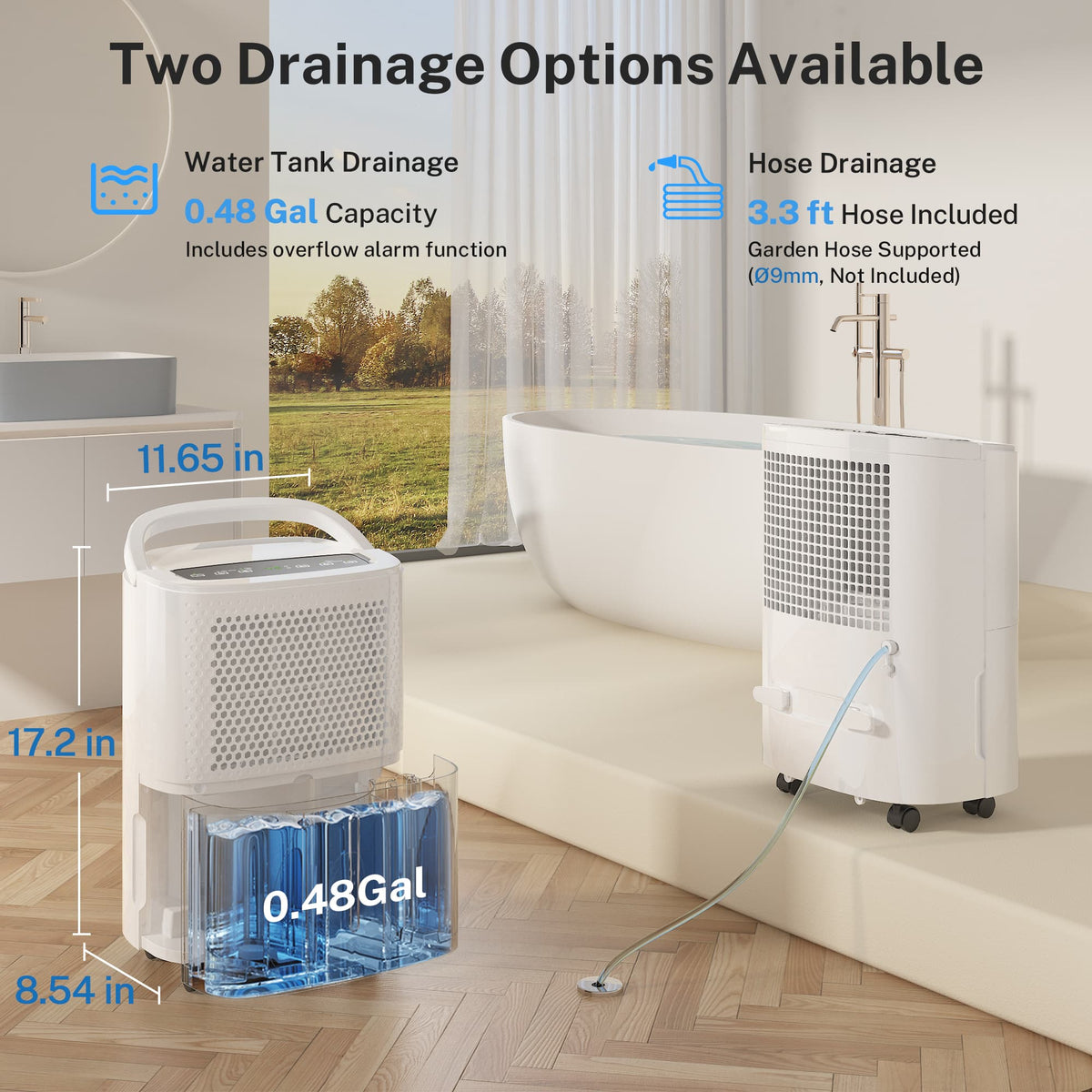 Waykar 30 Pint Dehumidifier for Home & Basements, Up to 2000 Sq. Ft, Energy Star, 10 Pint DOE, Continuous Drain Hose