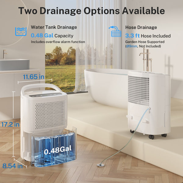 Waykar 30 Pint Dehumidifier for Home & Basements, Up to 2000 Sq. Ft, Energy Star, 10 Pint DOE, Continuous Drain Hose