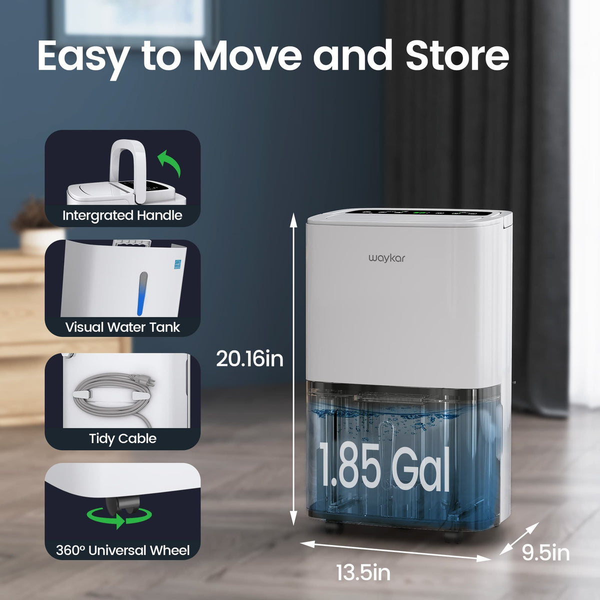 120 Pints 2025 Energy Star Home Dehumidifier for Spaces up to 6,000 Sq. Ft, Ideal for Basement, Bathroom and Large Room with Drain Hose, Portable, Auto Defrost and Self-Drying