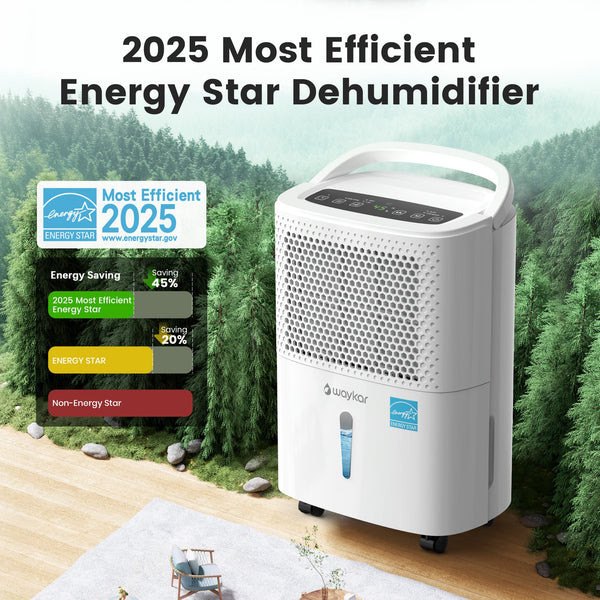 Waykar 31.6 Pints Portable Dehumidifier, ENERGY STAR Dehumidifier for Up to 2,000 Sq. Ft.