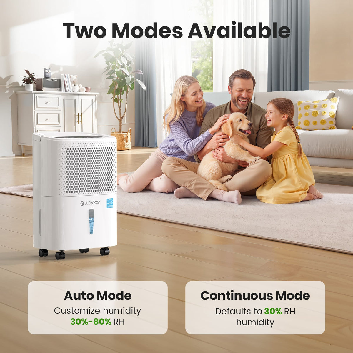 Waykar 31.6 Pints Portable Dehumidifier, ENERGY STAR Dehumidifier for Up to 2,000 Sq. Ft.