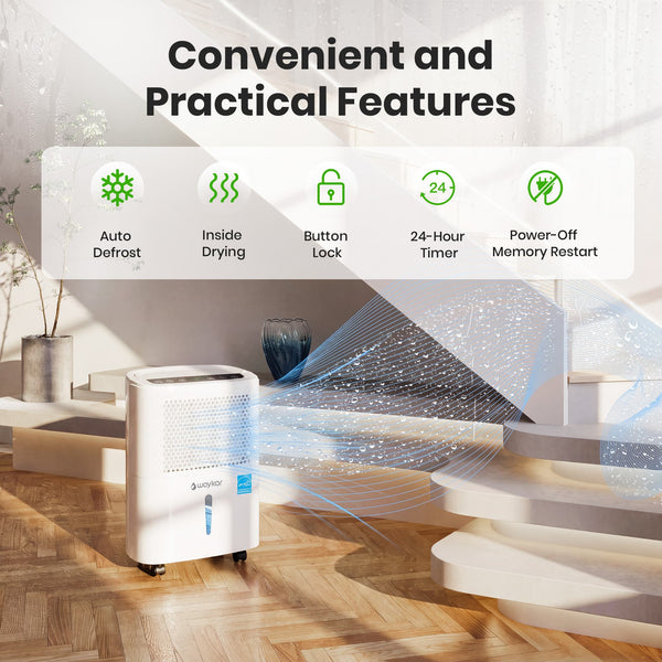 Waykar 31.6 Pints Portable Dehumidifier, ENERGY STAR Dehumidifier for Up to 2,000 Sq. Ft.