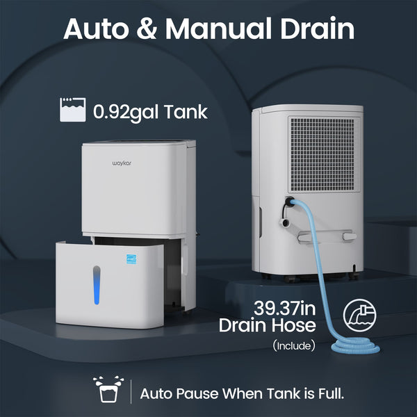 Max 80 Pint/D(Standard 62Pint/D) Energy Star Home Dehumidifier for Spaces up to 5,000 Sq. Ft, Ideal for Basement, Bathroom and Large Room with Drain Hose, Portable, Auto Defrost and Self-Drying