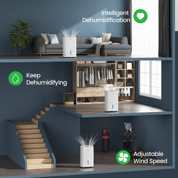 Max 80 Pint/D(Standard 62Pint/D) Energy Star Home Dehumidifier for Spaces up to 5,000 Sq. Ft, Ideal for Basement, Bathroom and Large Room with Drain Hose, Portable, Auto Defrost and Self-Drying