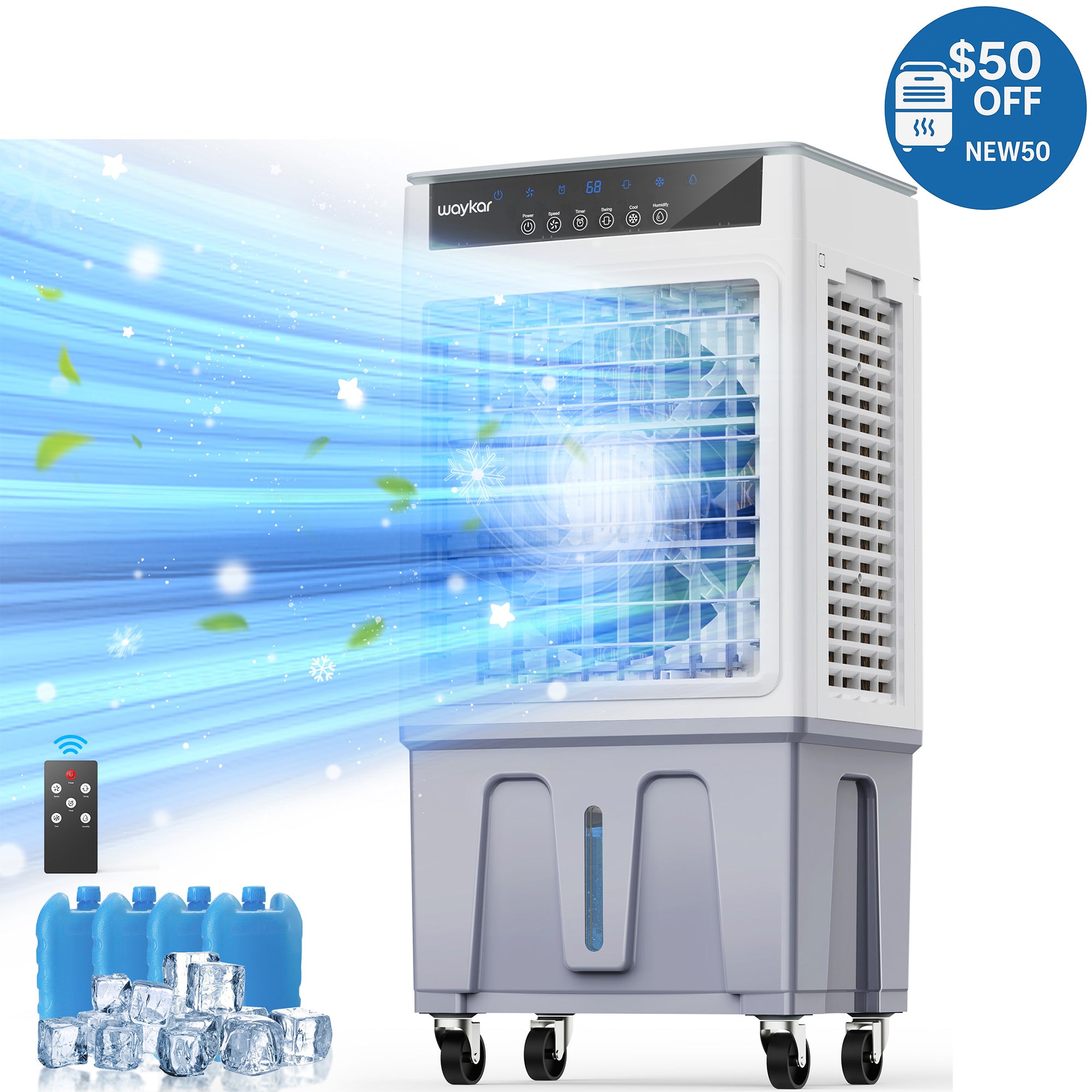 Energy-Smart Air Cooler, 3500/4800 CFM Evaporative Cooler for Patios, Garages, Workshops and More