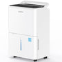 Side view of Waykar C30CTH white dehumidifier, 30 pints per day, Energy Star certified for efficient home dehumidifying.