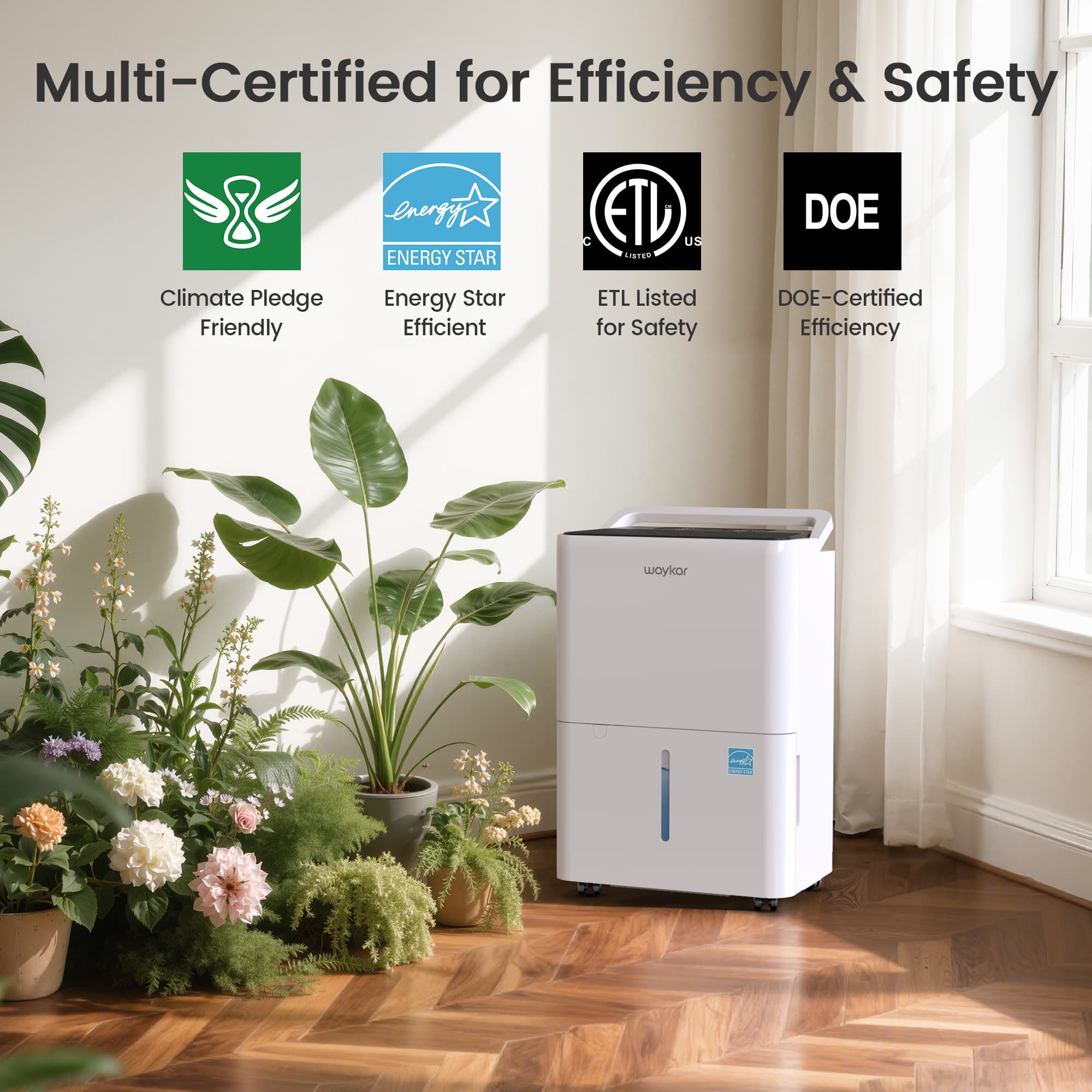 Waykar ENERGY STAR Dehumidifier, 30 Pints Dehumidifier for Small Space