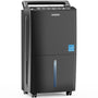 Angled view of the Waykar PD160B-PRO-B 34-pint home dehumidifier with 0.62-gal tank and auto-defrost.