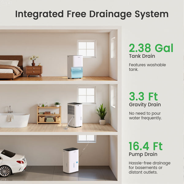 150 Pints Dehumidifier with Pump, Energy Star Dehumidifier for Home with 2.38 Gal Tank